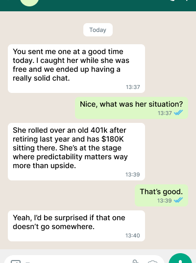 Advisor sharing results from Century Digital annuity marketing with strong premium written